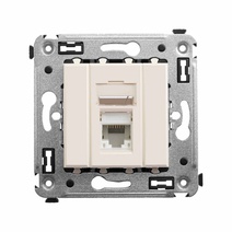 Изображение товара DKC Avanti Компьютерная розетка RJ-45 в стену, кат.5e одинарная, "Ванильная дымка"