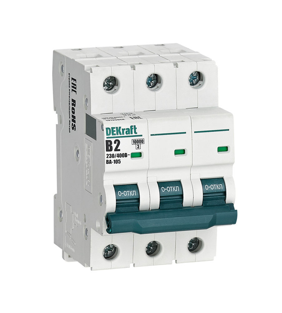 Изображение товара Dekraft Автоматический выключатель 3P 2A х-ка B ВА-105 10кА