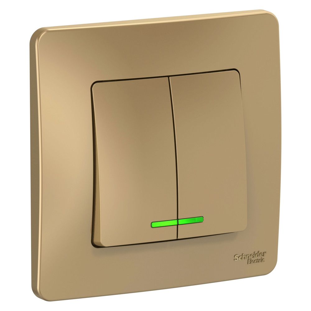 Изображение товара Systeme Electric Blanca внутр Титан Выключатель 2-клавишный с подсветкой, 10А, 250B