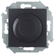 Изображение товара Simon 15 Графит Светорегулятор поворотно-нажимной, электронный, проходной, 500Вт, 230В, винт. зажим