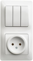 Изображение товара Systeme Electric Glossa Бел Блок: розетка и 3-кл. выключатель