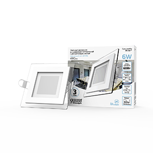 Изображение товара Gauss Светильник Glass кв 6W 490lm 4000K 220-240V IP20 монт Ø70х70 100*100*35 с дек стеклом LED Изображение товара Gauss Светильник Glass кв 6W 490lm 4000K 220-240V IP20 монт Ø70х70 100*100*35 с дек стеклом LED