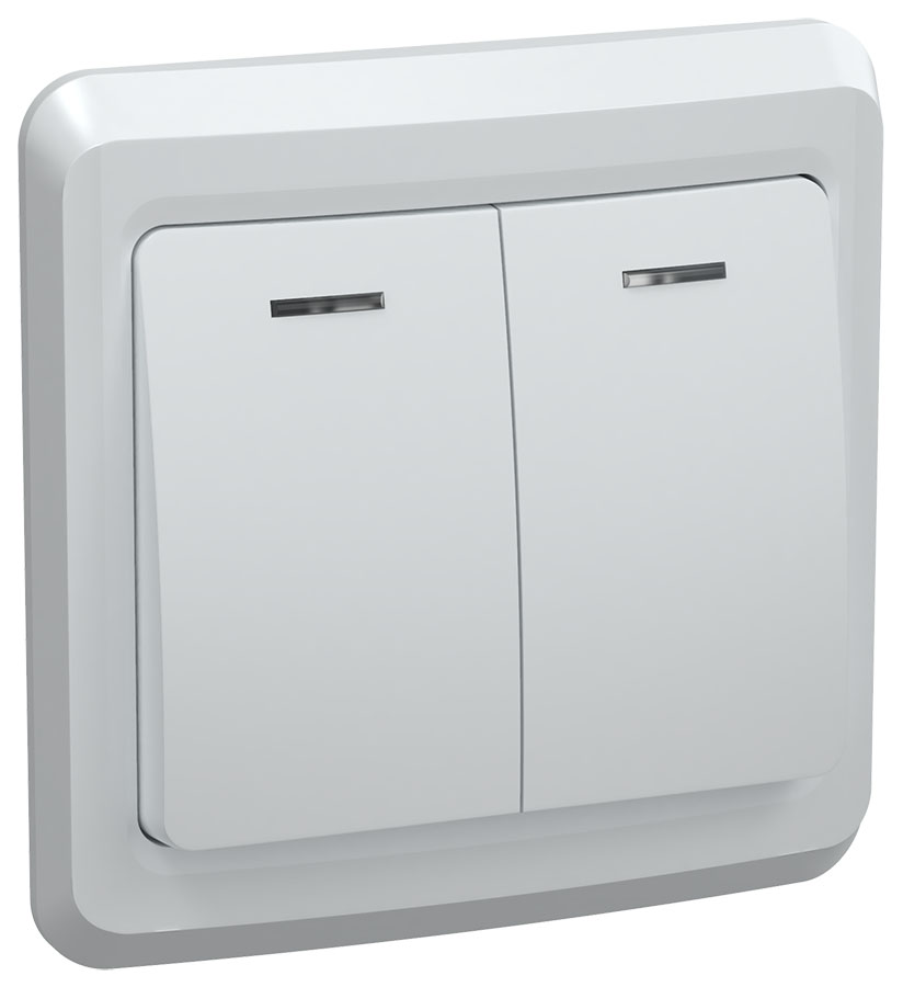 Изображение товара GENERICA VEGA ВС10-2-1-ВБ Выключатель 2кл 10А с инд. ВЕГА (белый)