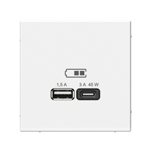 Изображение товара Systeme Electric ArtGallery Лотос USB Розетка A + тип-C 45Вт высокоскор.заряд. QC, PD, механизм