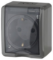 Изображение товара ЭРА Розетка Эксперт 11-2402-03 2P+E IP54 шторки 16A-250В ОУ серый