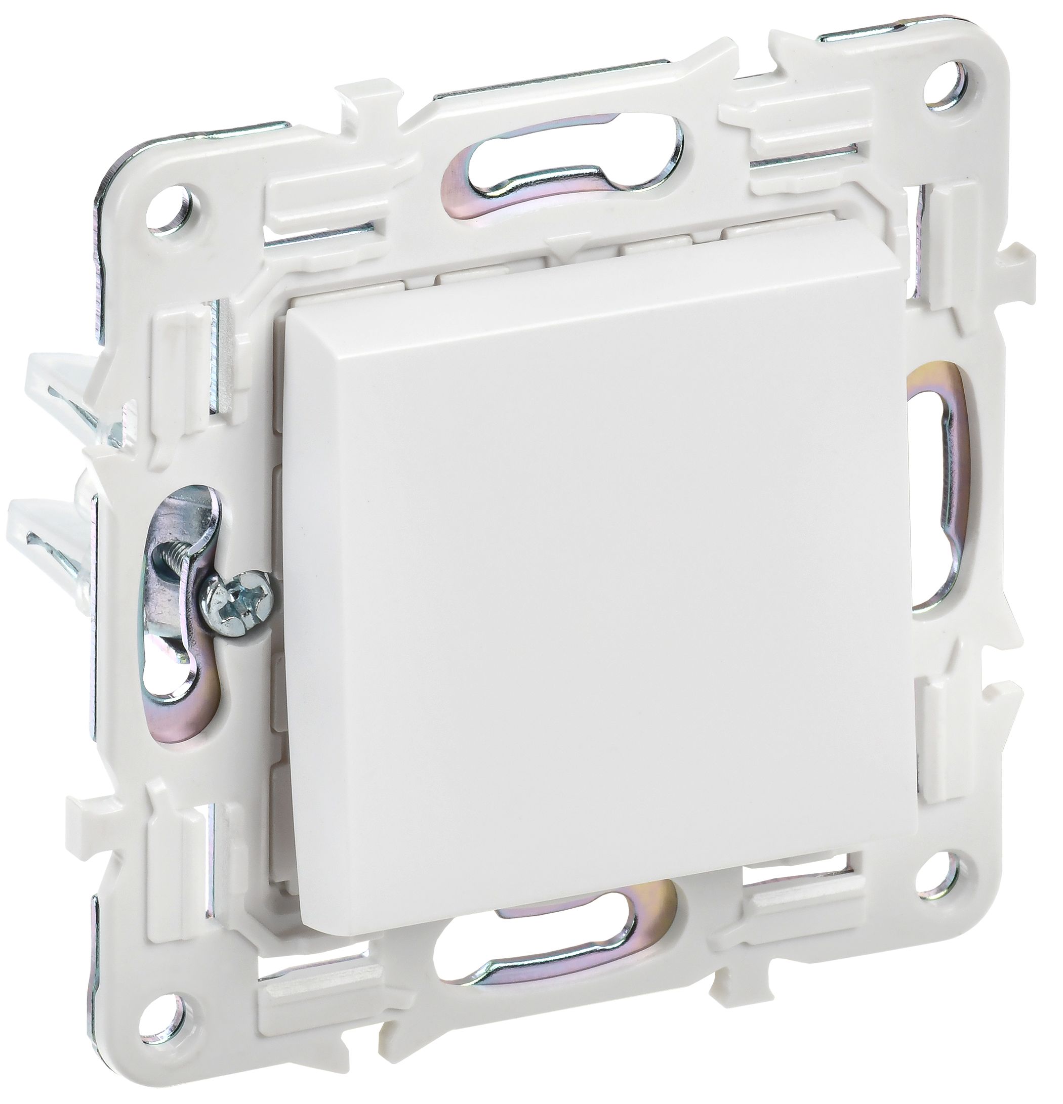 Изображение товара IEK SKANDY Арктический белый Выключатель 1-клавишный кнопочный 10А SK-V14W