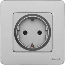 Изображение товара Legrand/Daccord INSPIRIA Алюминий Розетка 2К+З со шторками - немецкий стандарт - 16 А - 250 В.