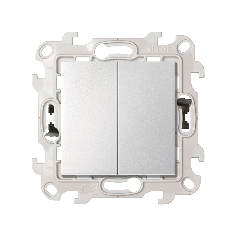 Изображение товара Simon 24 Алюминий Двухклавишный выключатель 10AX 250В~ с системой Push&Go