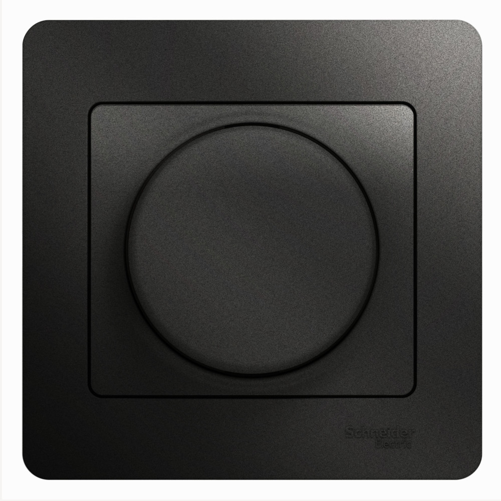 Изображение товара Systeme Electric Glossa Антрацит Светорегулятор (диммер) поворотный, 300Вт (в сборе)