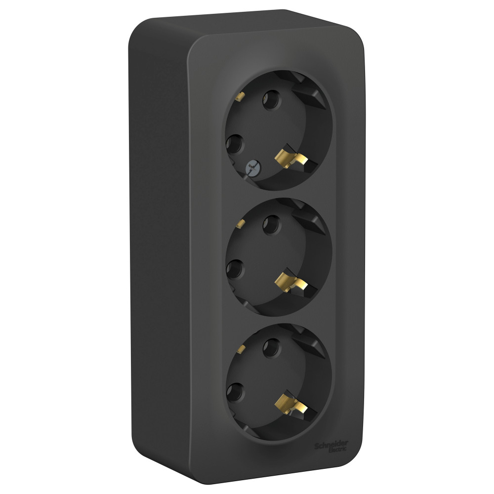 Изображение товара Systeme Electric Blanca наруж Антрацит Розетка 3-ая с/з без шторок 16А, 250В, изолир. пластина