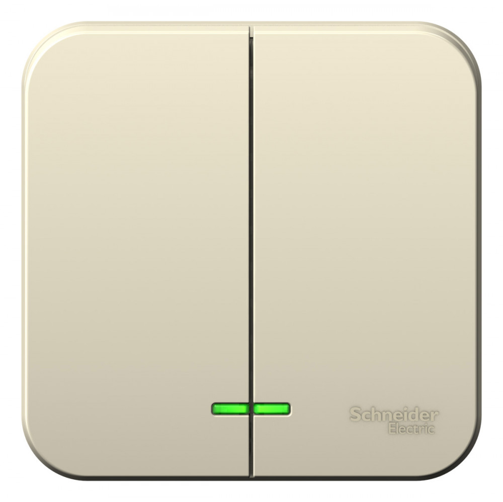 Изображение товара Systeme Electric Blanca наруж Молочный Выключатель 2-клавишный с подсветкой 10А, 250B, изолир. пластина