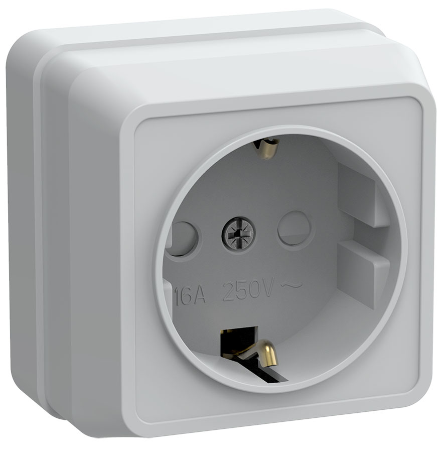 Изображение товара GENERICA OKTAVA РСш20-3-ОБ Розетка 1местн. c з/к с защ.штор. 16А откр.уст. (белый)