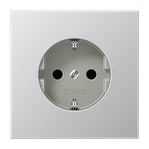 Изображение товара JUNG LS 990 Алюминий Розетка с/з с защитными шторками безвинт. зажим