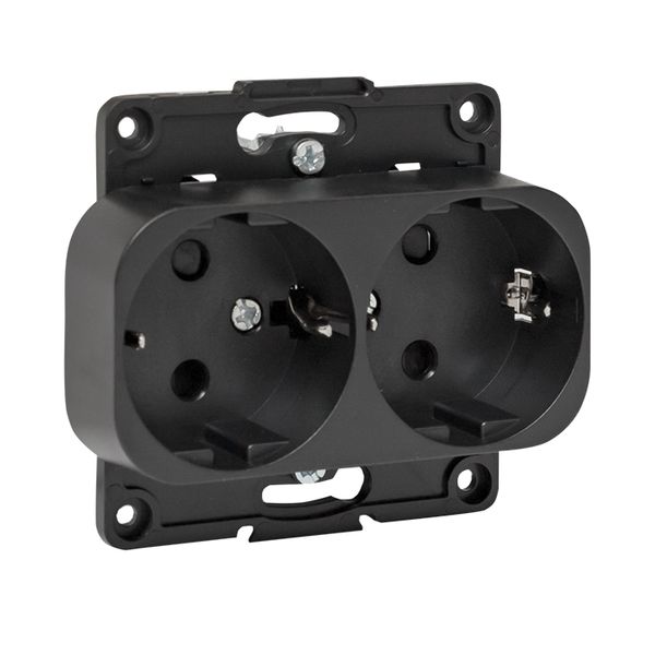 Изображение товара EKF PROxima Стокгольм Черный Розетка 2-ая с/з, со шторками, 16А.