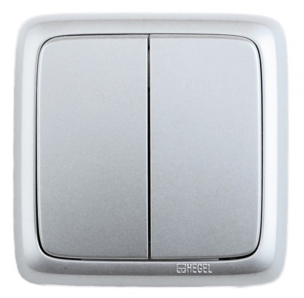 Изображение товара Hegel Альфа наруж Серебро ВА10-153-06 Выключатель 2-клавишный с изол. пластиной