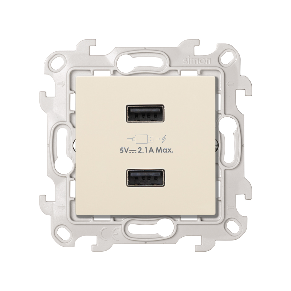 Изображение товара Simon 24 Слоновая кость Зарядное устройство 2хUSB 2,4A