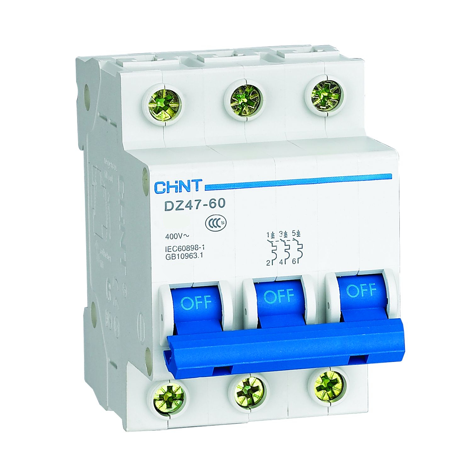 Изображение товара CHINT Авт. выкл. DZ47-60 3P 10A 4.5kA х-ка B Изображение товара CHINT Авт. выкл. DZ47-60 3P 10A 4.5kA х-ка B