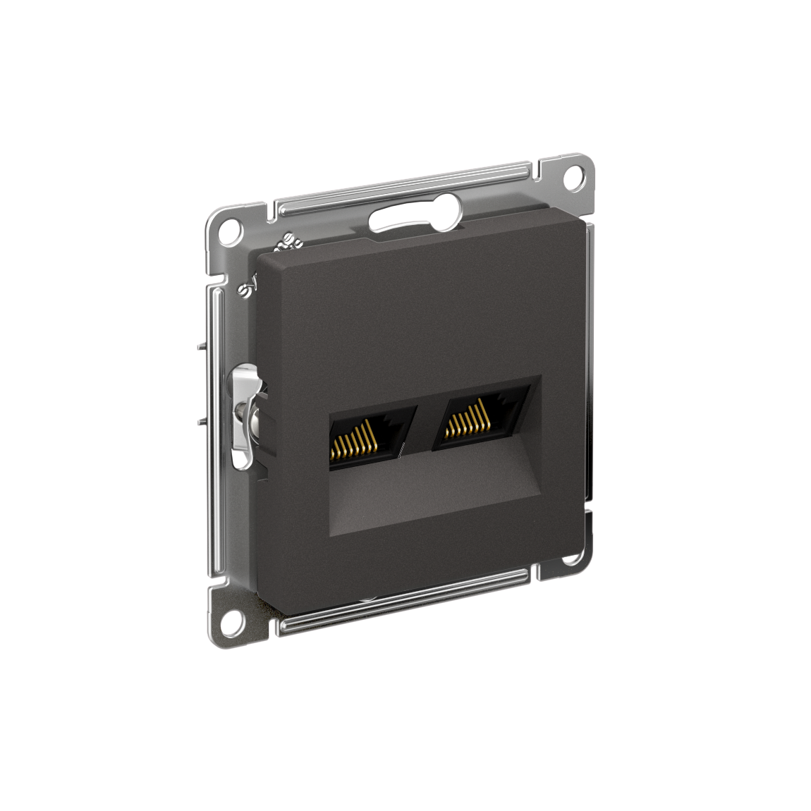 Изображение товара Systeme Electric AtlasDesign Базальт Розетка двойная компьютерная RJ45+RJ45, кат.5Е, механизм