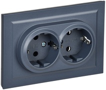Изображение товара IEK BRITE Маренго Розетка 2-м с/з с защ штор 16А в сборе РСш12-3-БрМ маренго