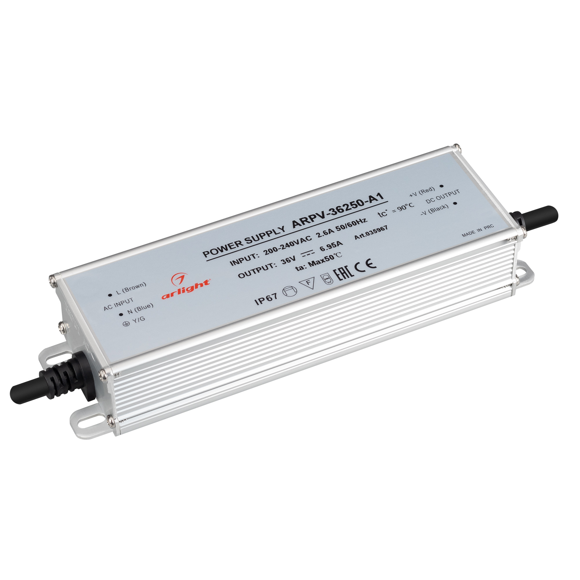 Изображение товара Arlight Блок питания ARPV-36250-A1 (36V, 6.95A, 250W) (IP67 Металл, 3 года)