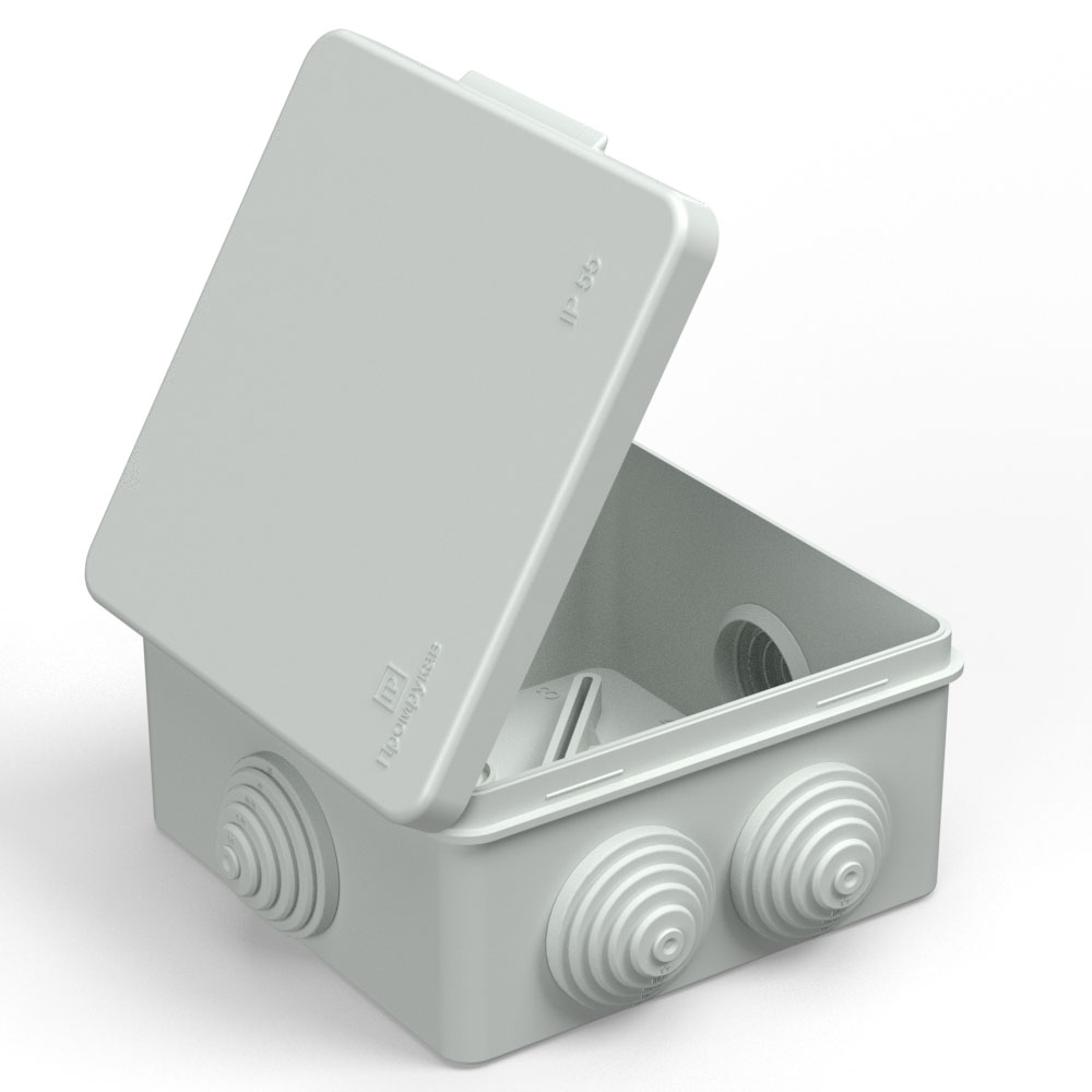 Изображение товара Распределительная коробка 40-0302 безгалогенная, серый 100х100х50 мм