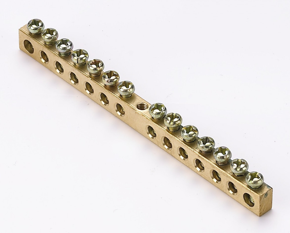 Изображение товара Dekraft Шина нулевая 14 гр., креп. по центру, сеч. 6x9 мм, дл. 109 мм, 100А ШН-101