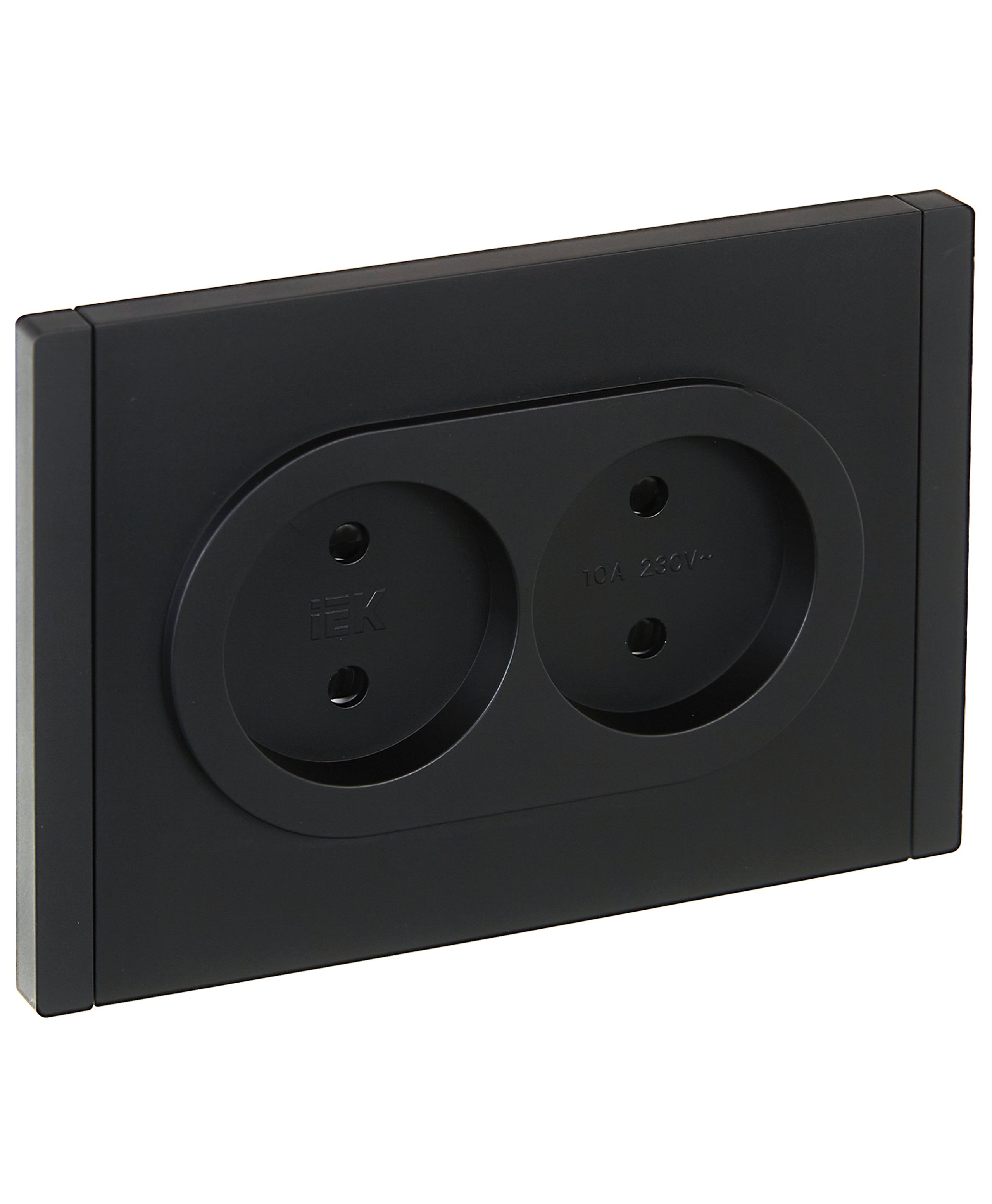 Изображение товара IEK FORTE&PIANO Черный Розетка 2-я б/з со шт безвинтовое крепление 10А FP125