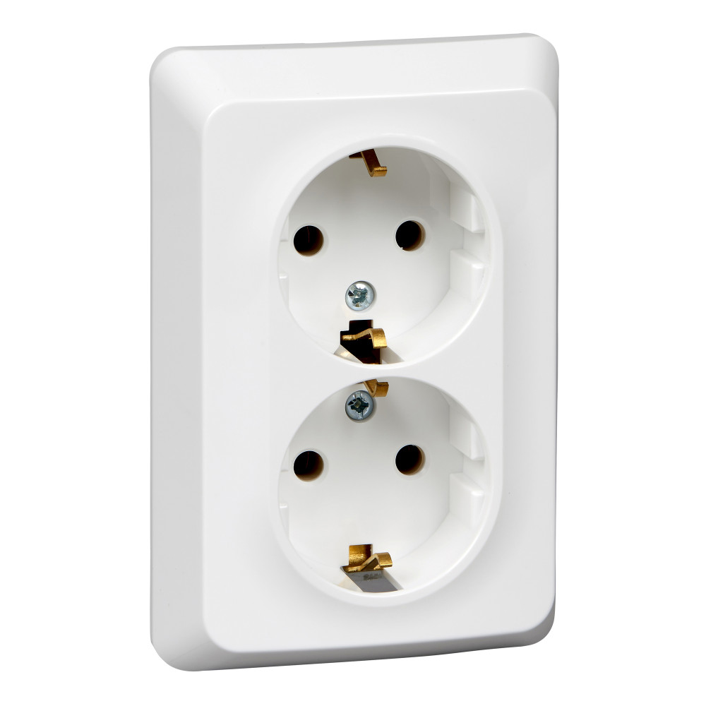 Изображение товара Systeme Electric Этюд Бел Розетка 2-ая с/з без шторок 16А 250B