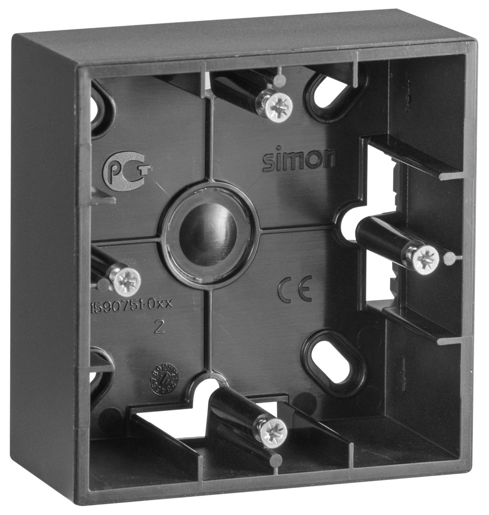 Изображение товара Коробка Simon 15 графит Корпус для накладного монтажа 1 пост