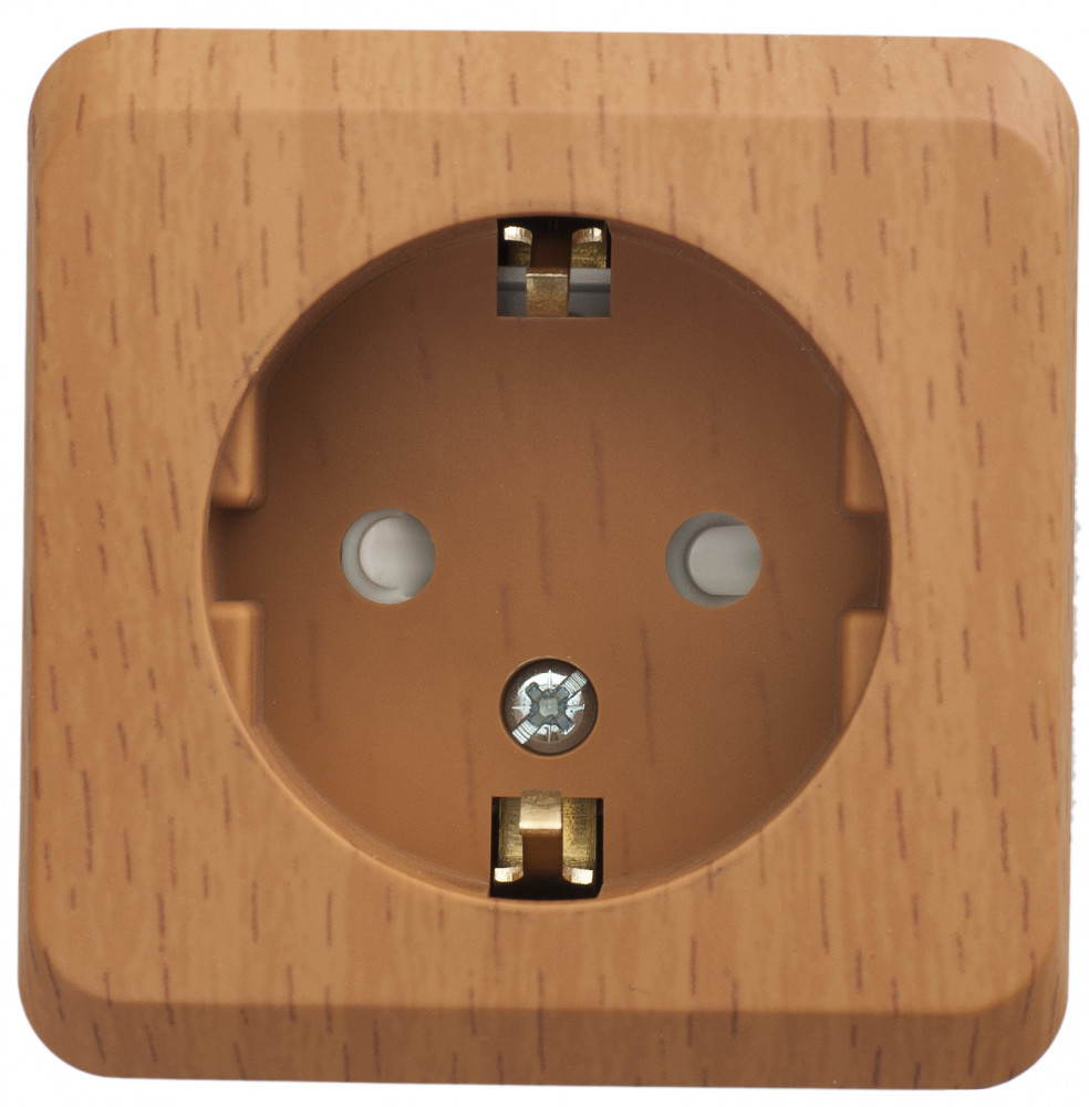 Изображение товара Systeme Electric Этюд наруж Дача Темный бук Розетка 1-ая с/з со шторками