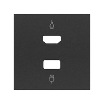 Изображение товара Simon 100 Черный матовый Накладка розетки HDMI + USB