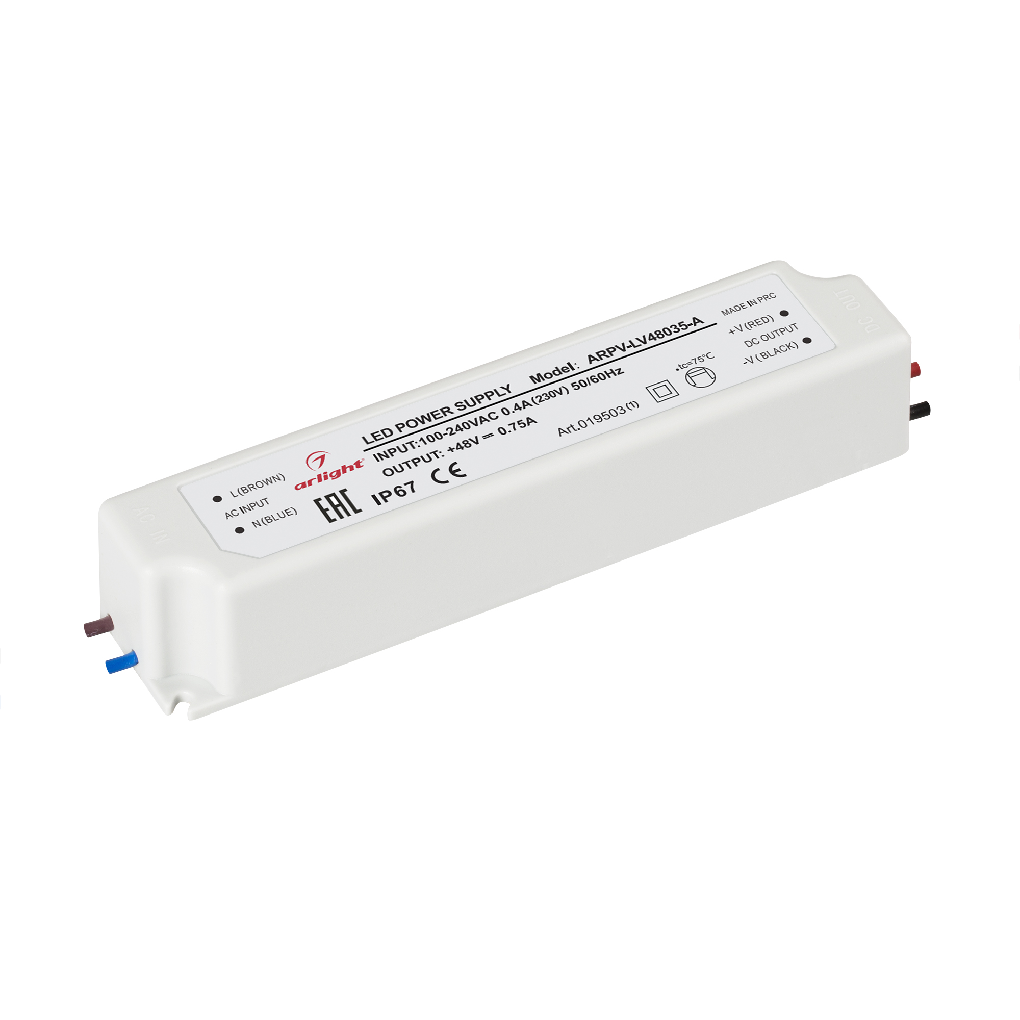 Изображение товара ARPV-LV48035-A: IP67 LED-драйвер 48V 0.75A 36W