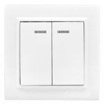 Изображение товара EKF Basic Минск Белый Выключатель 2-кл с индикатором, 10А, СП.