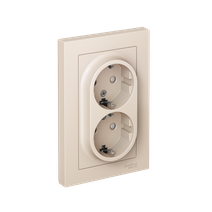 Изображение товара Systeme Electric AtlasDesign Беж Розетка с/з двойная, со шторками, 16А, в сборе