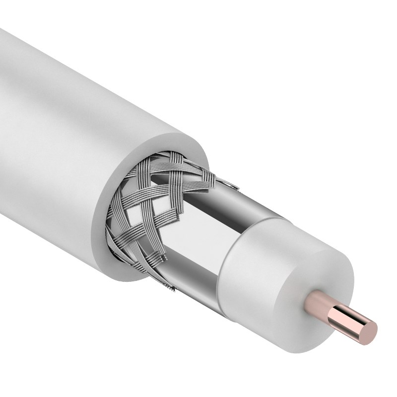 Изображение товара Кабель коаксиальный RG-11U, 75 Ом (бух305) белый Rexant.