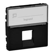 Изображение товара Legrand Valena LIFE Black. Лицевая панель для одиночных розеток телефонных/информационных с держателем маркировки. Антрацит..