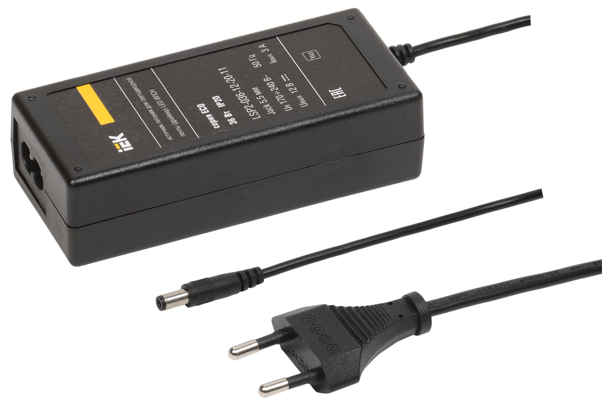 Изображение товара IEK Драйвер LED ИПСН 36Вт 12 В сетевая вилка блок JAck 5,5 мм IP20