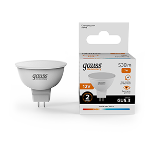 Изображение товара Лампа Gauss Elementary MR16 12V 7W 530lm 3000K GU5.3 LED 1/10/100 Изображение товара Лампа Gauss Elementary MR16 12V 7W 530lm 3000K GU5.3 LED 1/10/100