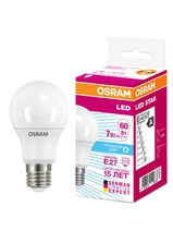 Изображение товара Osram Светодиодная лампа LED STAR Classic A 7W (замена 60Вт),нейтральный белый свет, матовая колба, Е27