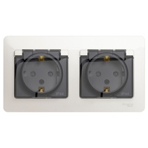 Изображение товара Systeme Electric Glossa Перламутр Розетка 2-ая с/з, со шторками, в сборе, IP44