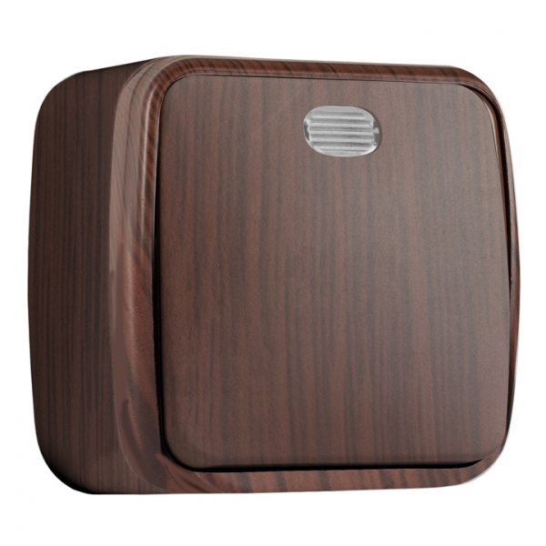 Изображение товара EKF Basic Минск Темное дерево Выключатель 1-кл с индикатором, 10А, ОП.