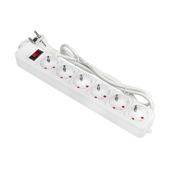 Изображение товара EKF PROxima Сетевой фильтр 6*1,8м 10А/2,2кВт с выкл. c/з ПВС 3х0,75 Блокбастер.