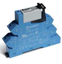 Изображение товара Finder Интерфейсный модуль (сборка 41.52.9.110.0010 + 93.52.0.240), электромеханическое реле; 2CO 8A; контакты AgNi; питание 220В DC; категория защиты