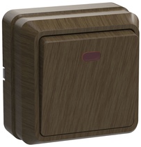 Изображение товара GENERICA OKTAVA ВС20-1-1-ОД Выключатель 1кл с инд. 10А откр.уст. (дуб)