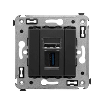 Изображение товара DKC Avanti USB 3.0 розетка одинарная в стену, тип А-А, "Черный матовый"