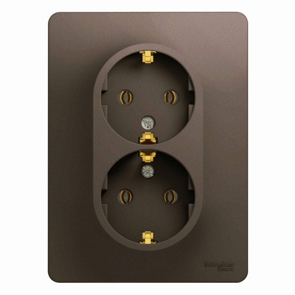 Изображение товара Systeme Electric Glossa Шоколад Розетка 2-ая с/з, 16А (в сборе)
