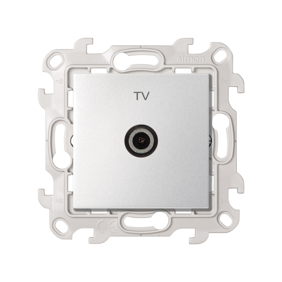 Изображение товара Розетка TV Simon 24 Алюминий Одиночная розетка (схема - звезда)
