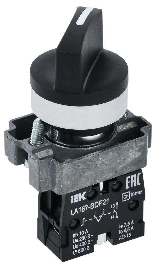 Изображение товара IEK Переключатель LA167-BDF21 2 полож. 1NO черный Изображение товара IEK Переключатель LA167-BDF21 2 полож. 1NO черный