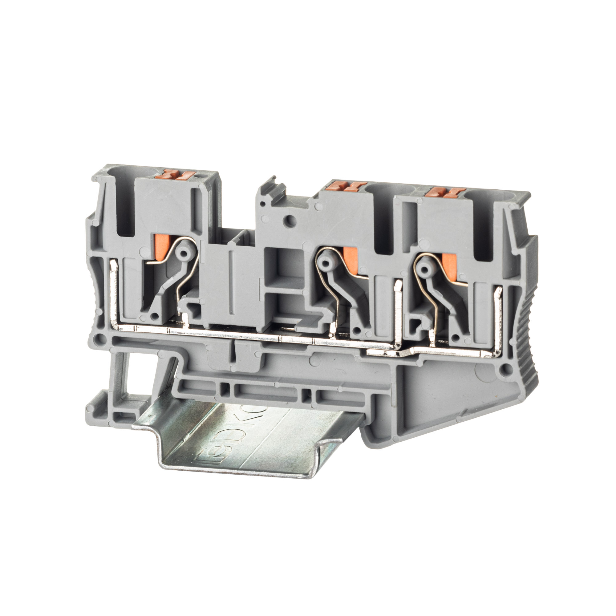 Изображение товара DKC Nuputuk Клемма проходная, зажим push-in, 3 точки подключения, 6 кв.мм, серая