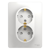 Изображение товара Systeme Electric Glossa Бел Розетка 2-я с/з со шторками (в сборе с рамкой)